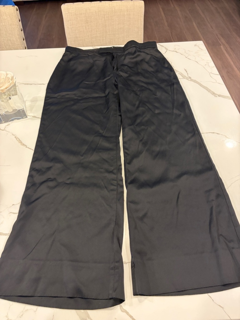 Banana Republic Black Wide-Leg Satin-Effect Pants